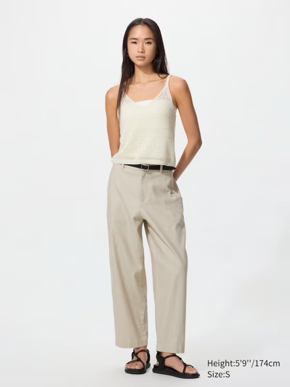 EUC UNIQLO Linen Cotton Tapered Pants Beige S Trousers Worn Once